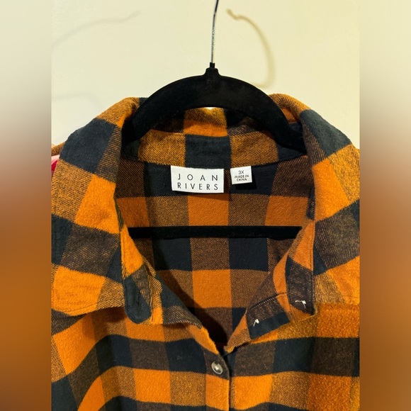 Joan Rivers 3x plaid shacket orange and black - Picture 3 of 8